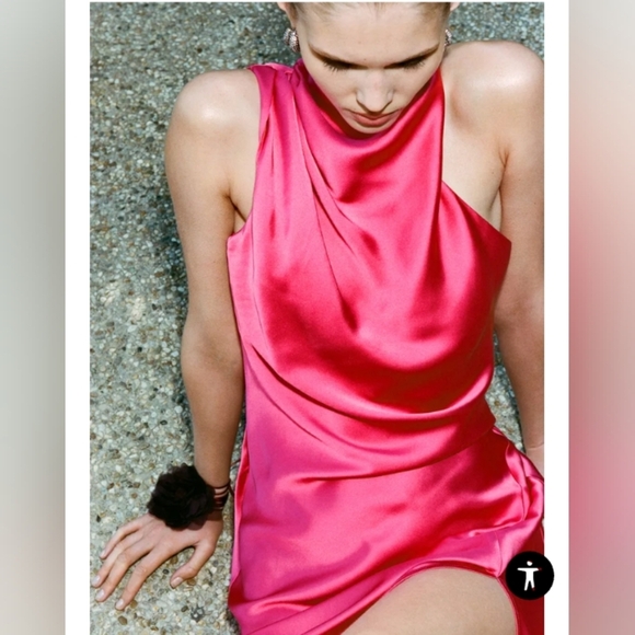 Zara Asymmetric Satin Midi Dress - Picture 2 of 7